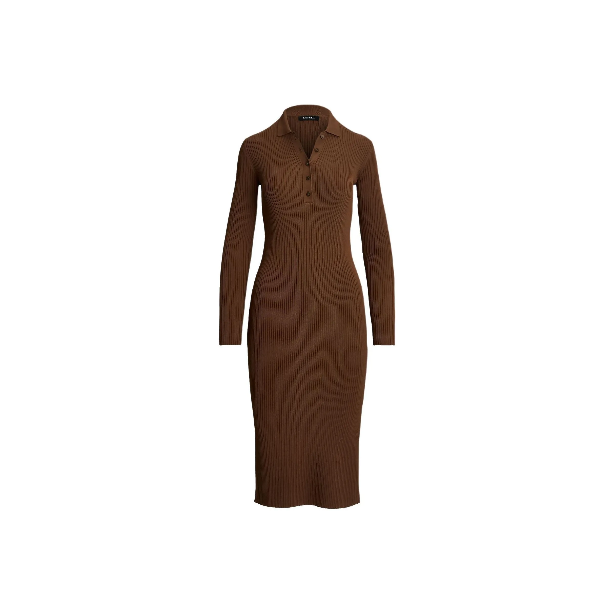 LAUREN RALPH LAUREN FW24 Long Sleeved Dress Women's Dark Red Clay Color