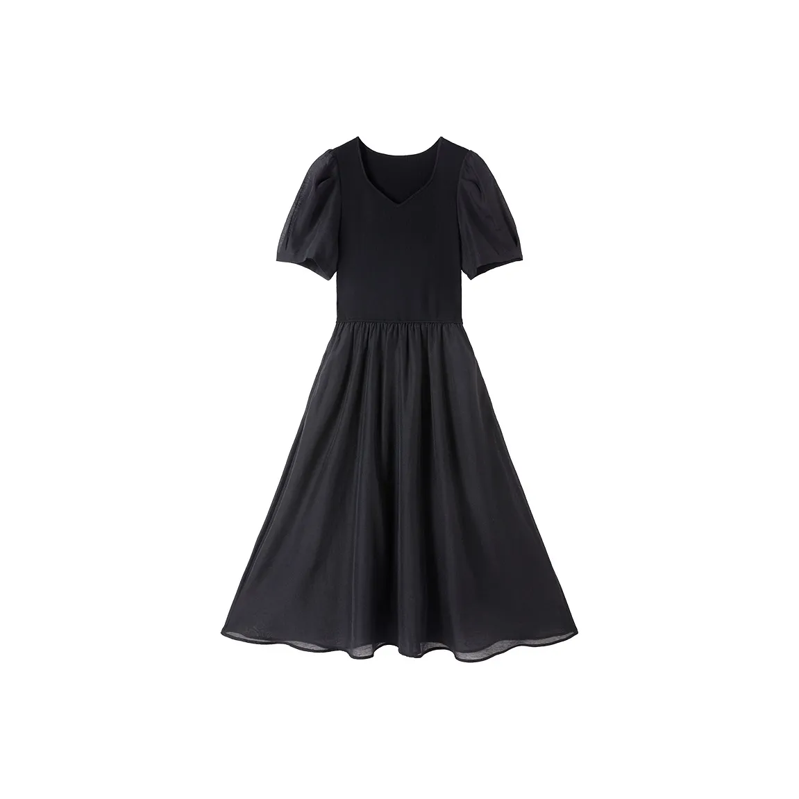 XIANGYING Короткий рукав Платье Женское Черное