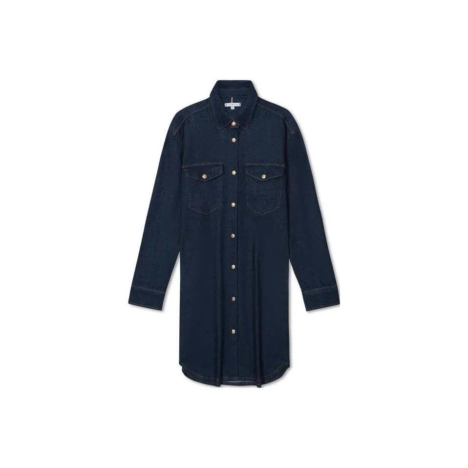 Tommy Hilfiger Длинное платье с длинными рукавами женское темно-джинсовый синий