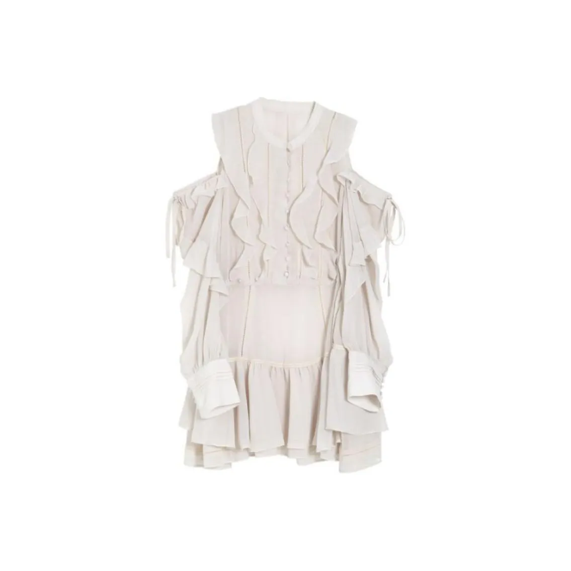 DEAR DEER PUFF Длинное платье с длинными рукавами женское цвет экрю