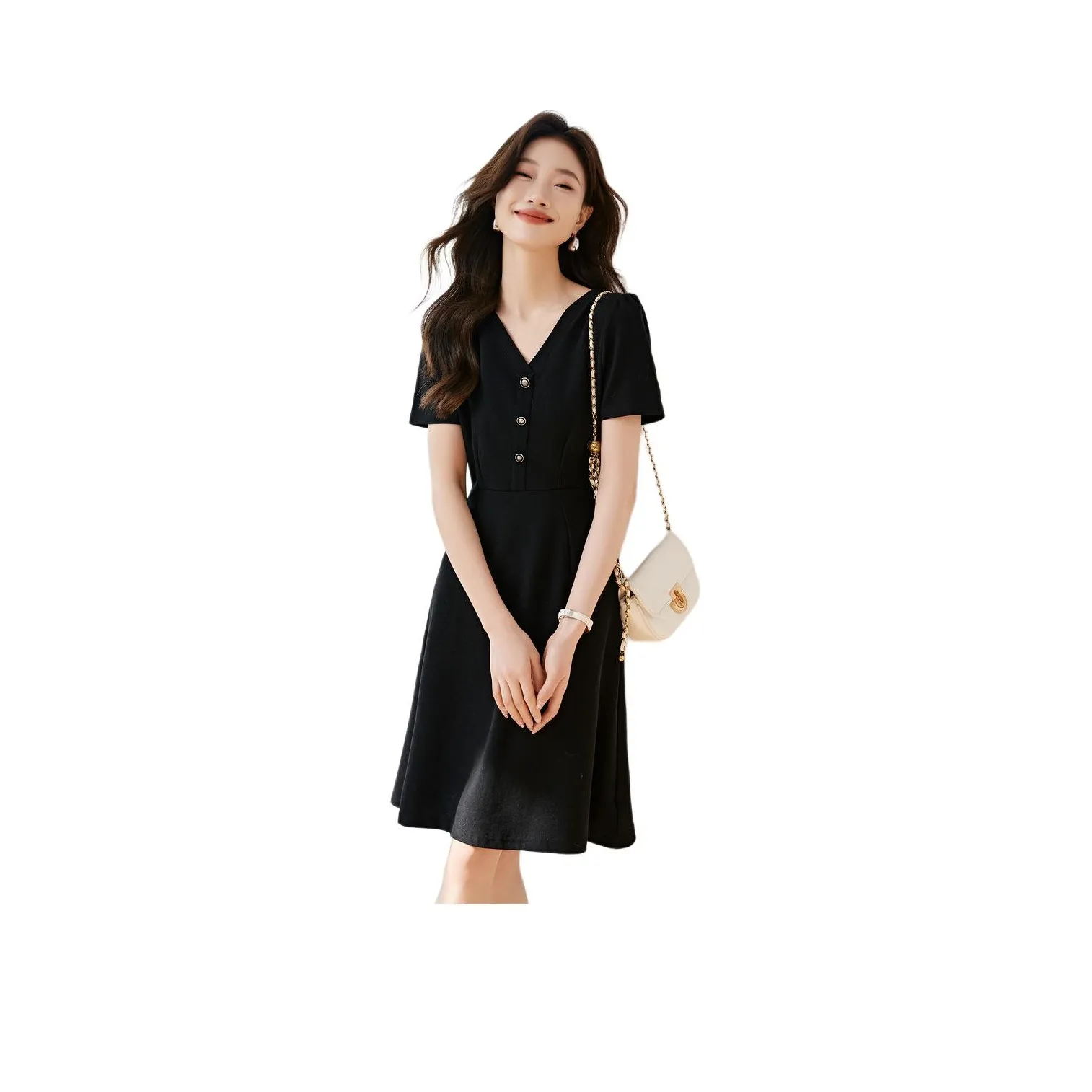 Mo Han Yi Mei Short Sleeved Dress Women's Black