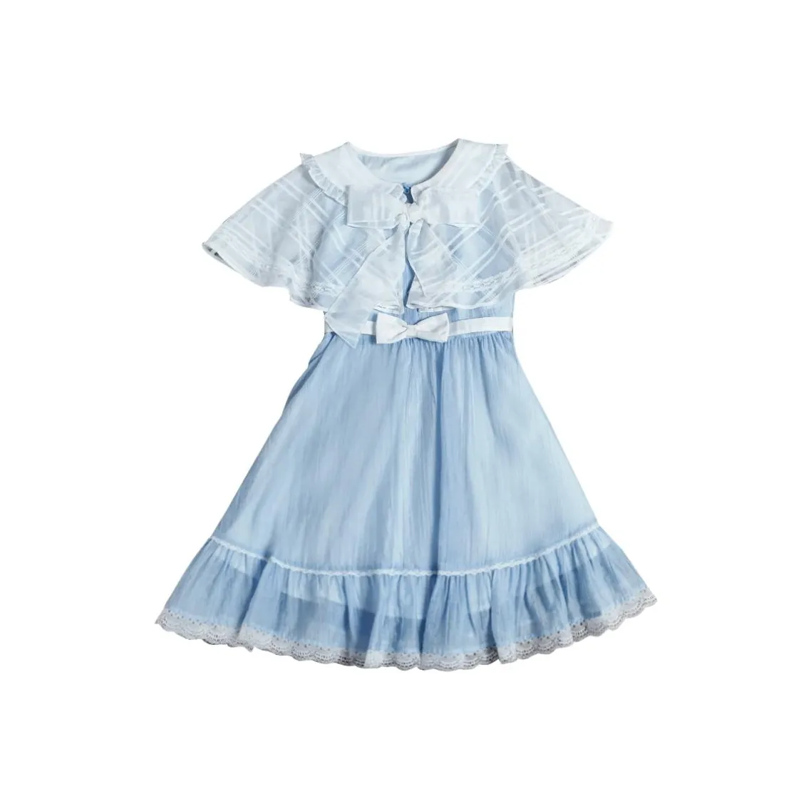 LALAJK Короткое платье с короткими рукавами женское светло-синее