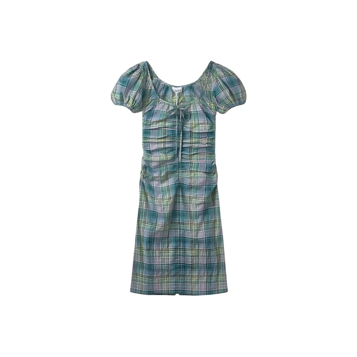 GANNI Short Sleeved Dress Women's Aqua Green