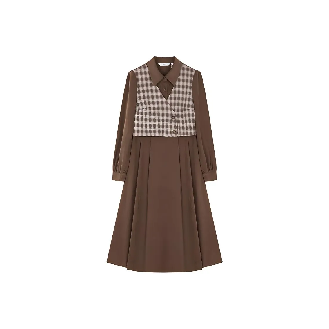 XWI Длинное платье с длинными рукавами женское темно-кофейное