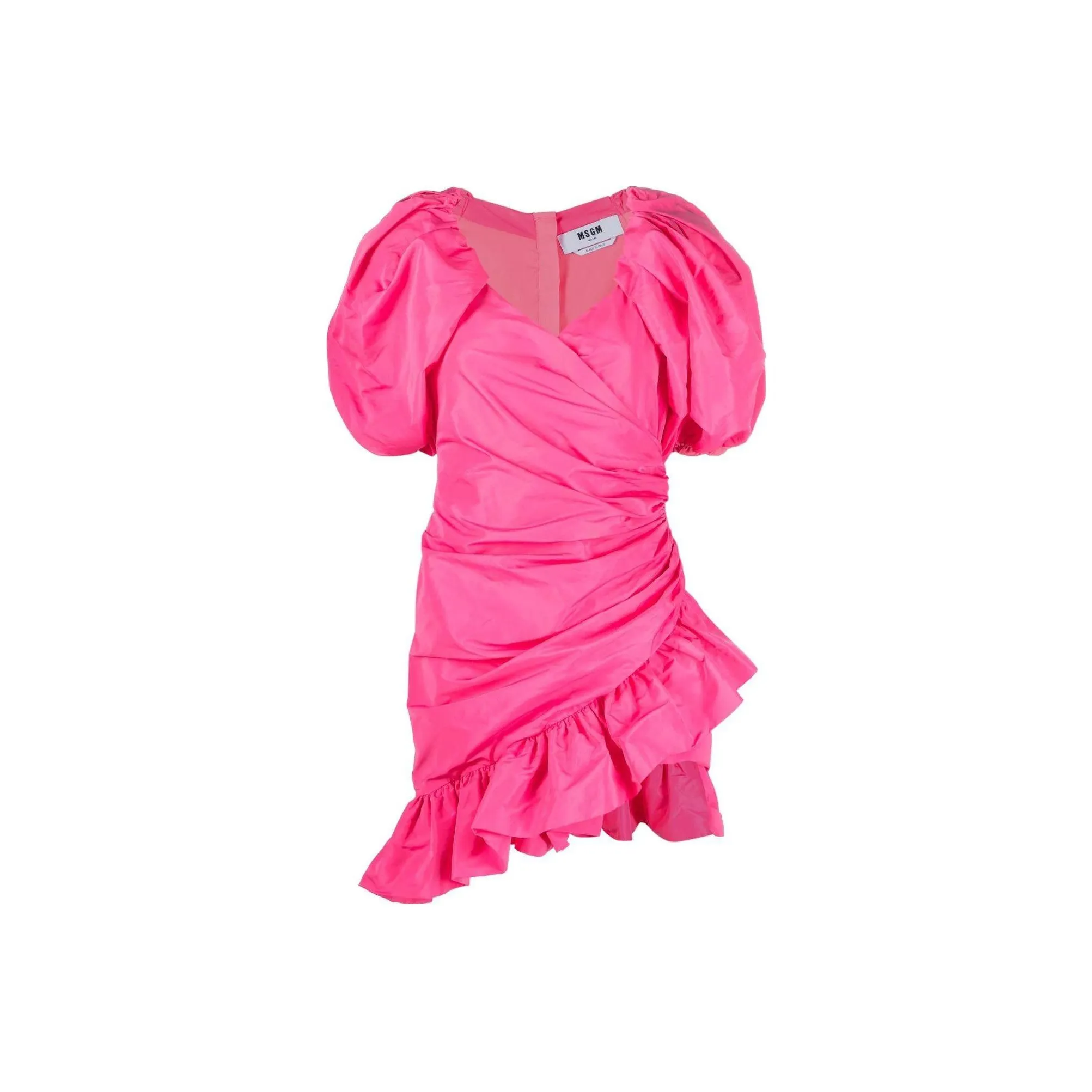 MSGM Ruffle Detailed Puff-Sleeved Dress