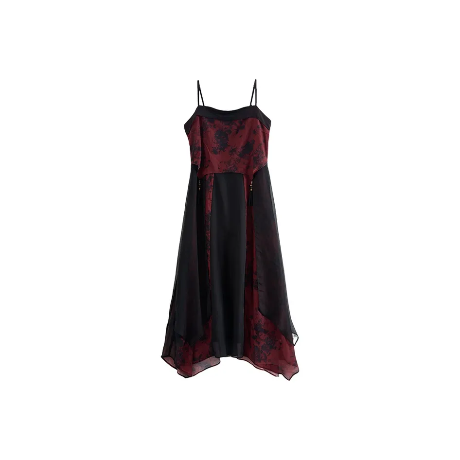 SETIROM Юбка Платье Женское Темно-красное