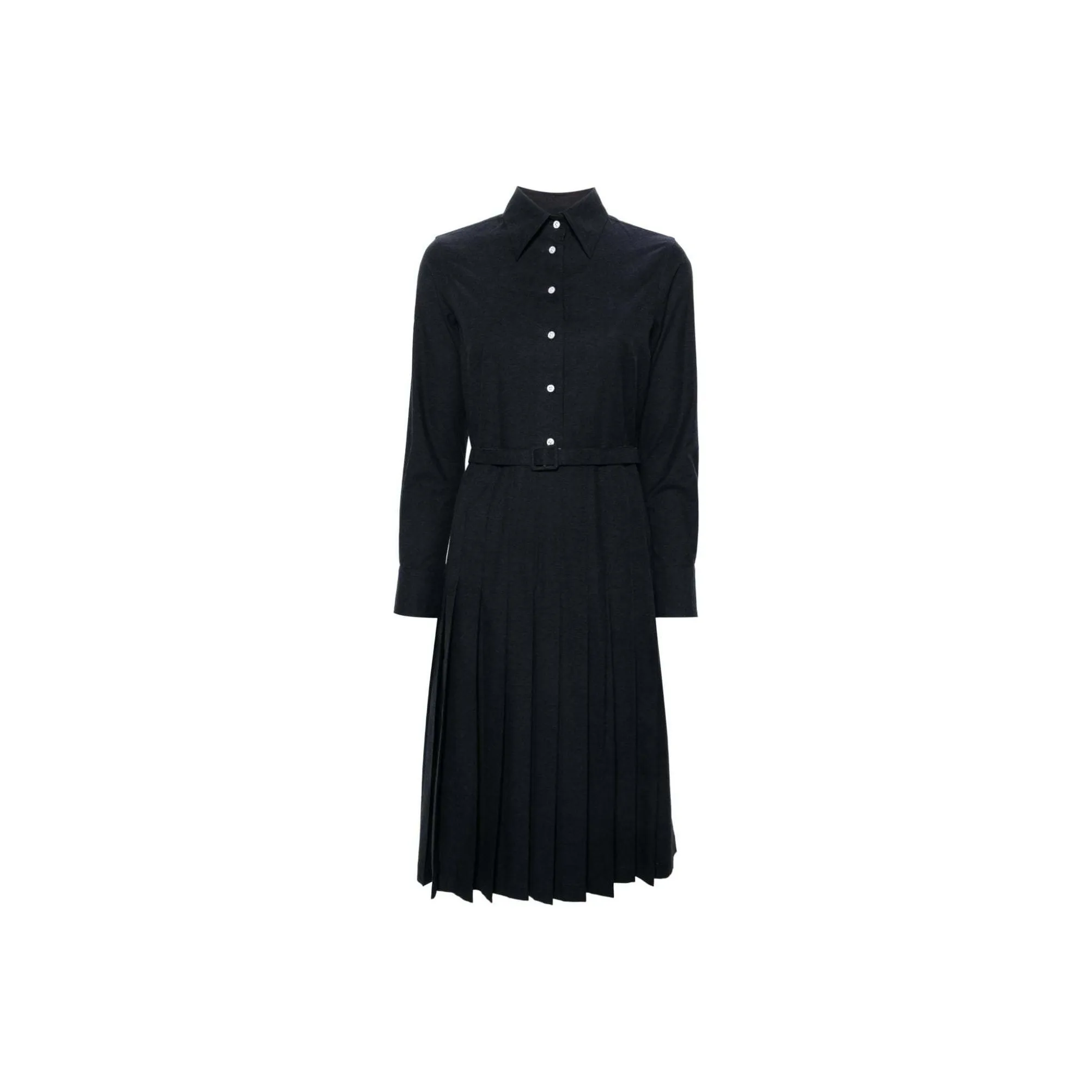 THOM BROWNE Belted Pleated Midi Dress