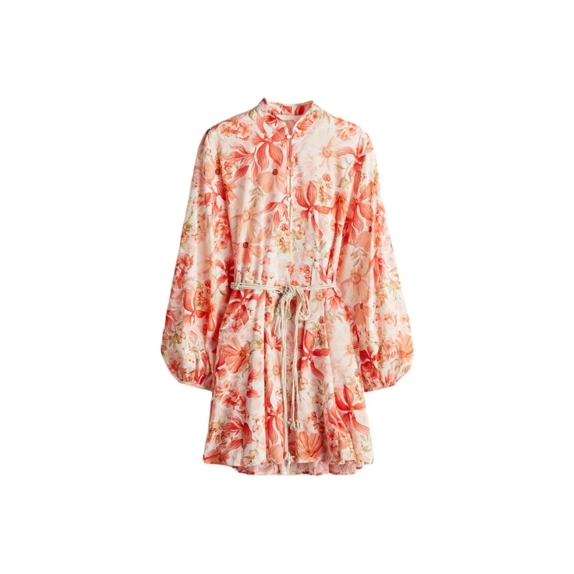 H&M Long Sleeved Dress Women's Coral Red/Floral