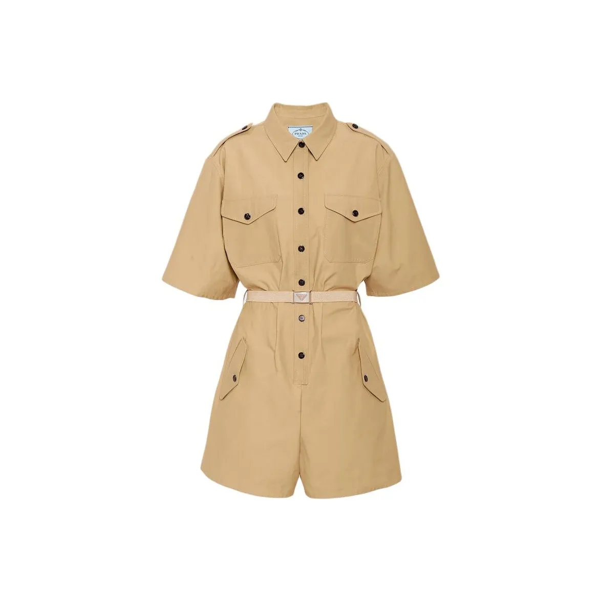 PRADA Short Sleeved Belted Jumpsuit