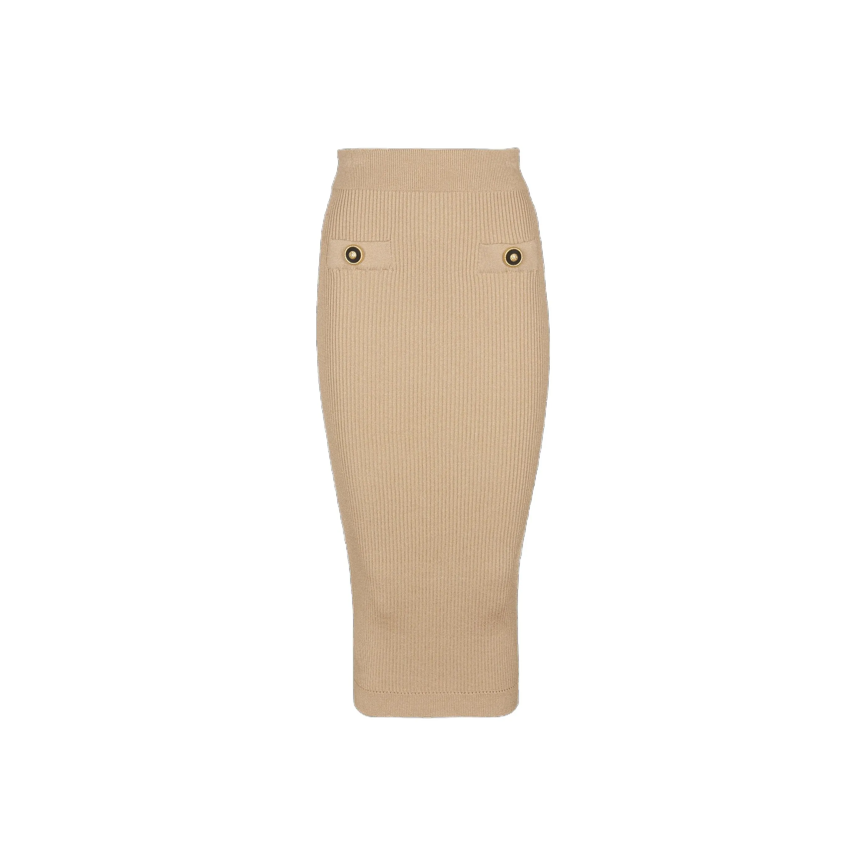 BALMAIN Button Detailed Ribbed Pencil Skirt