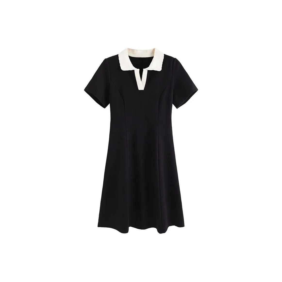 ETSE Короткий рукав Платье Женское Хепберн Черный