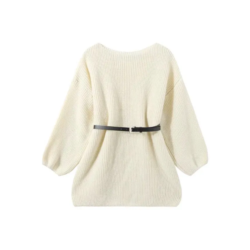 ONE PASS STUDIO Длинное платье с длинными рукавами женское абрикосового цвета