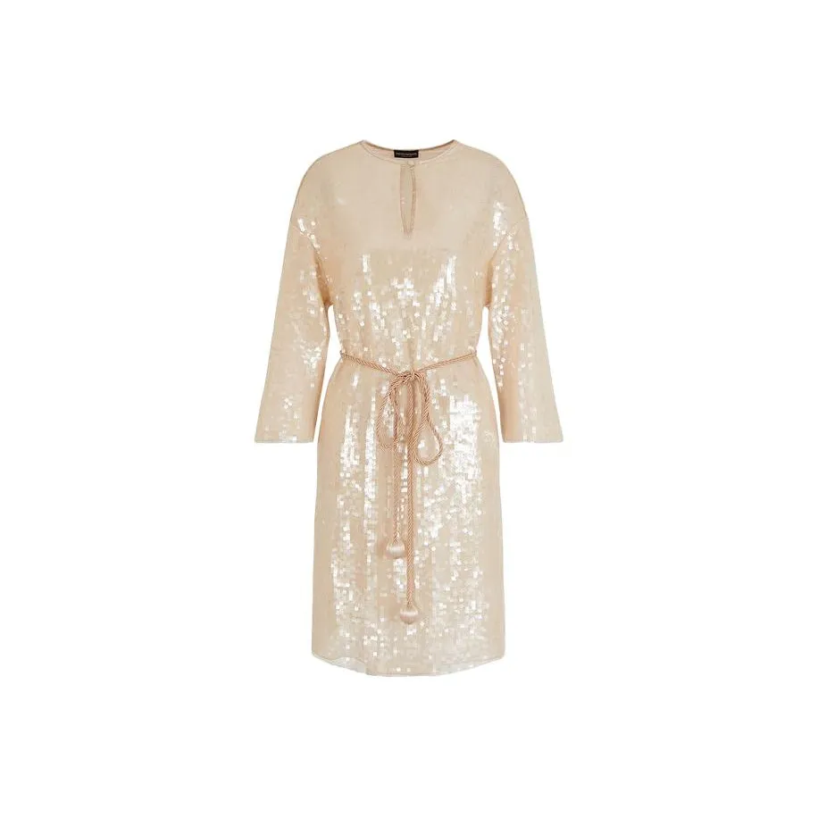 EMPORIO ARMANI Belted Sequinned Midi Dress