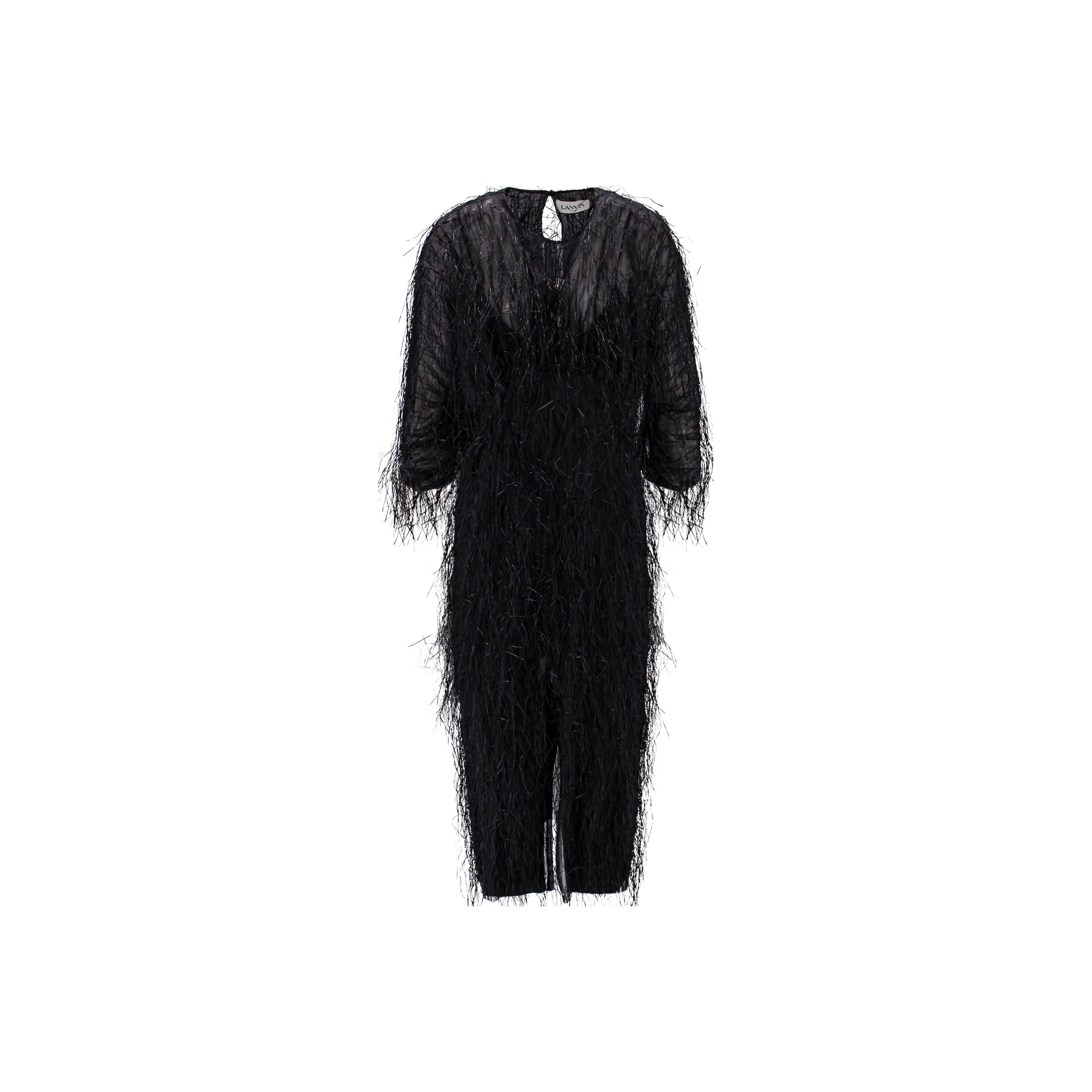 Lanvin Front Slit Fringed Midi Dress