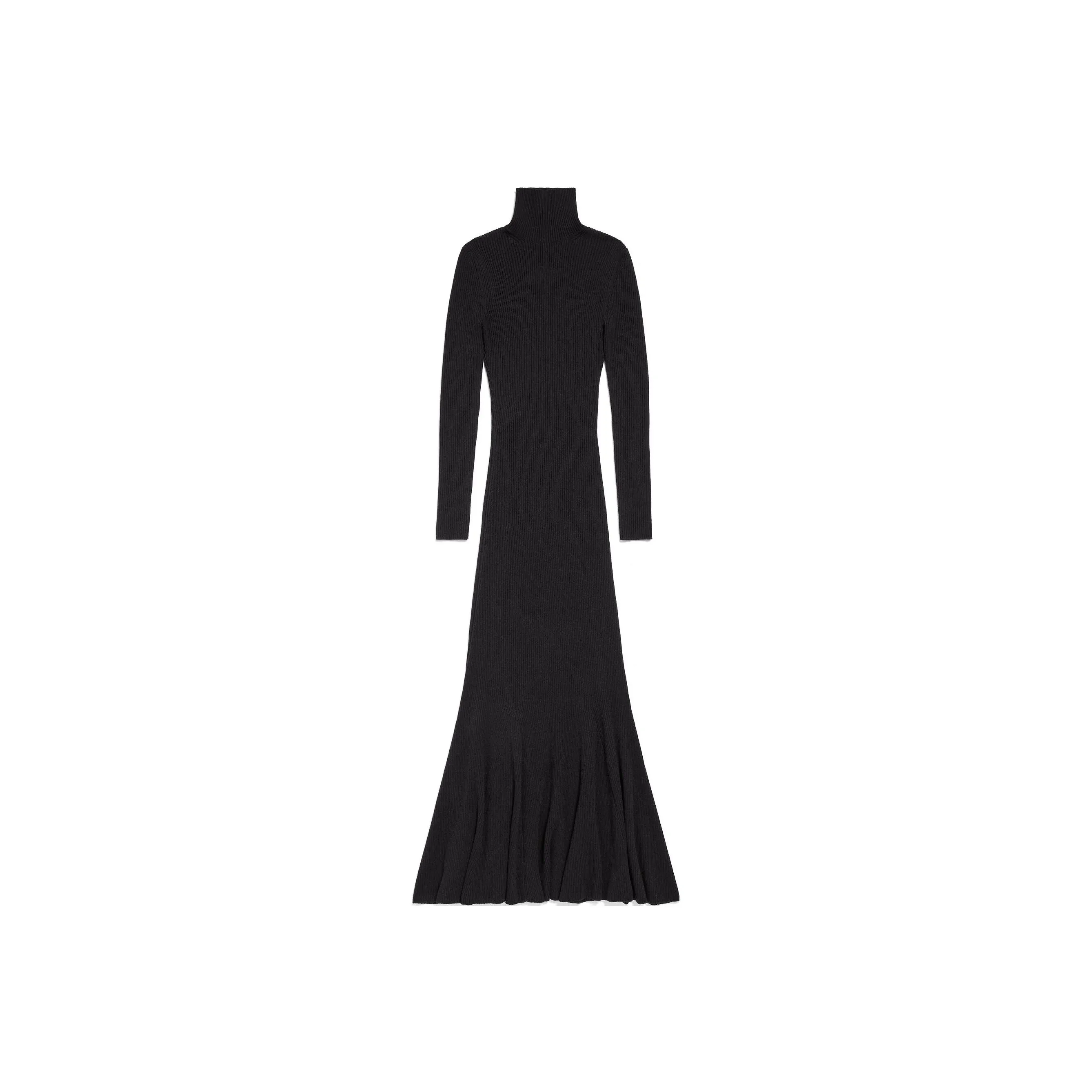 Balenciaga Ribbed Long Sleeve Dress
