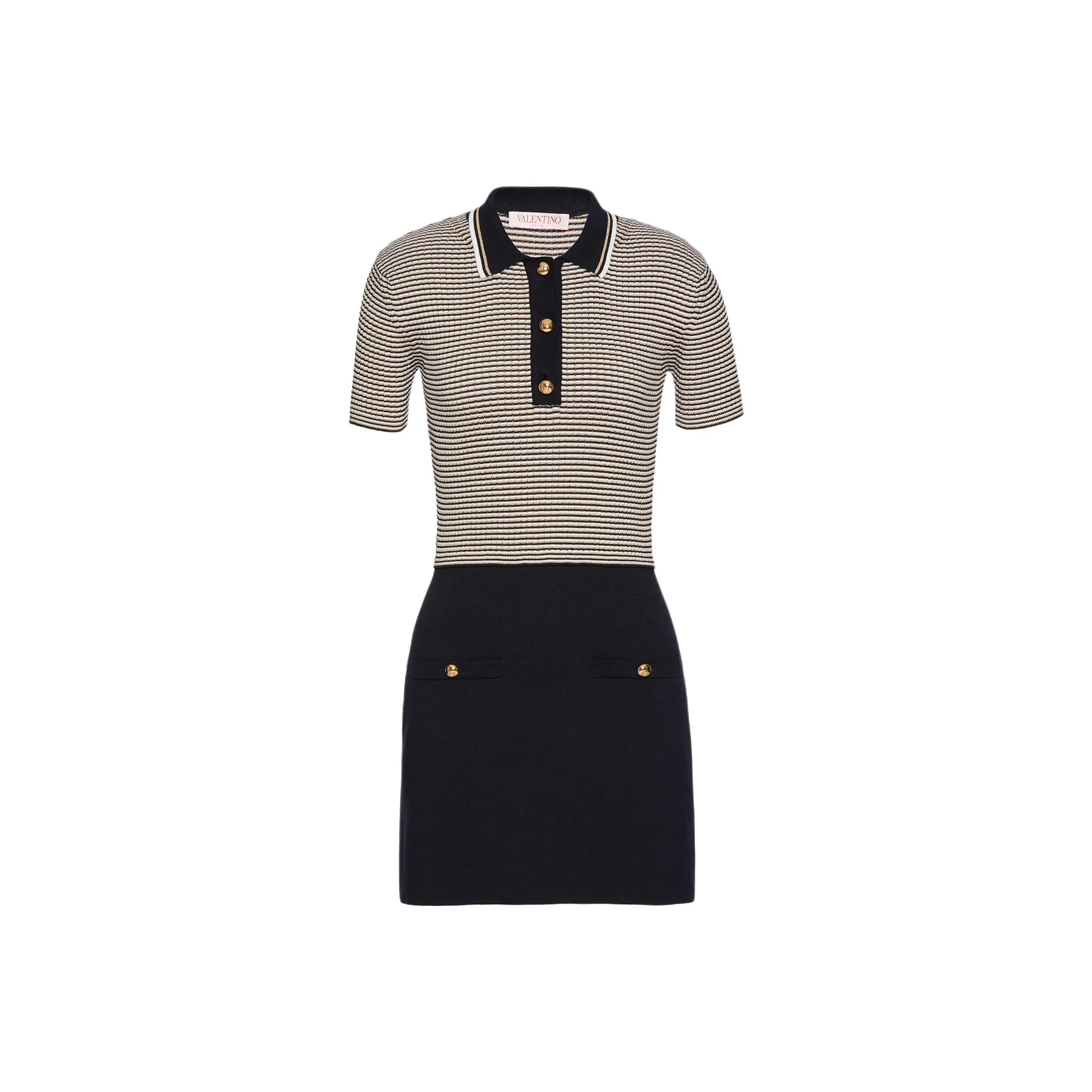 Valentino Striped Short Sleeved Polo Dress