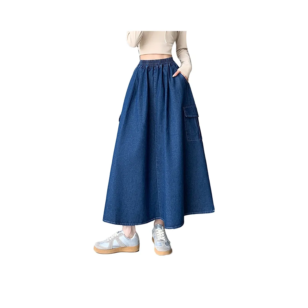 MM Denim Long Skirt Women's Dark Blue