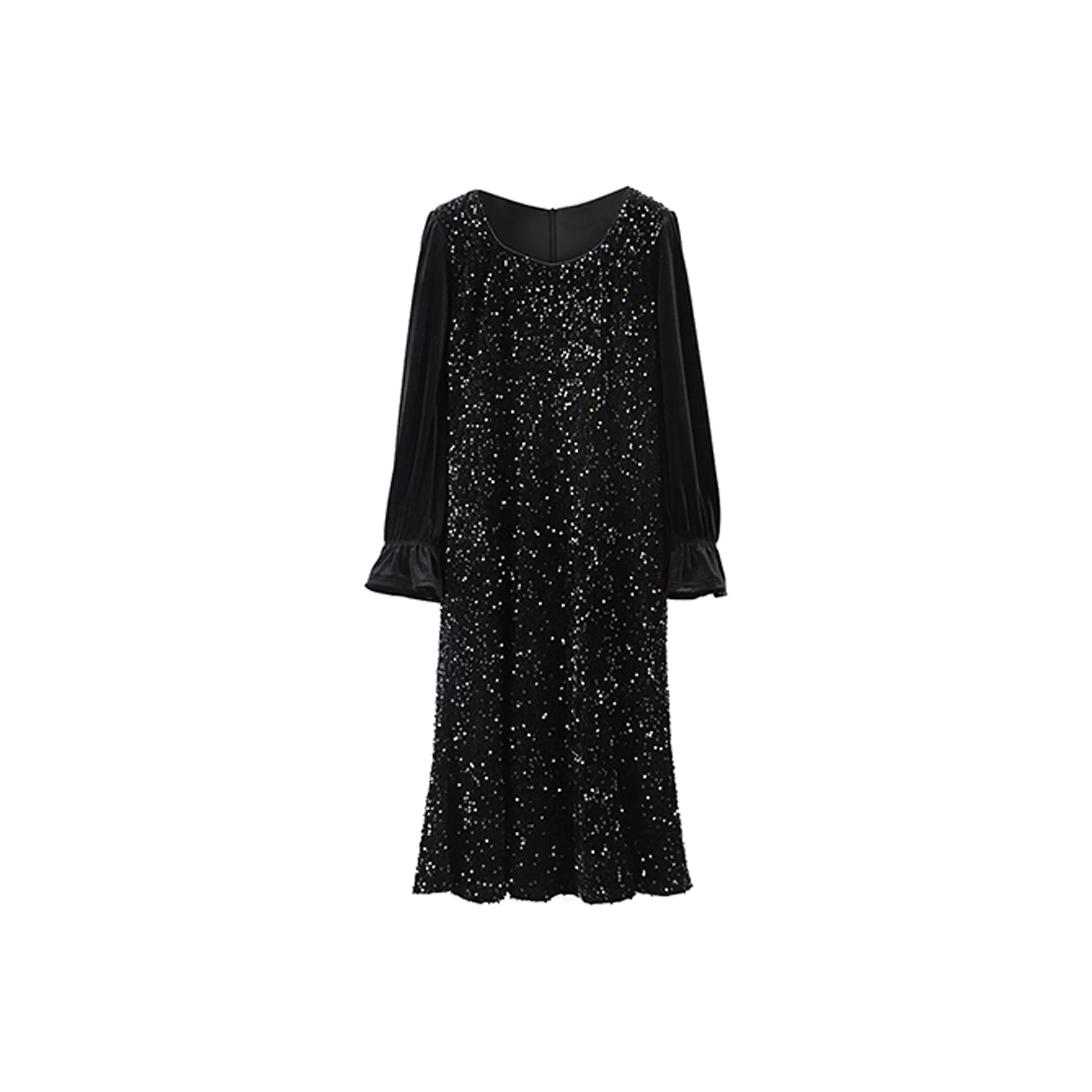 ZCDECO Длинное платье с длинным рукавом женское черное