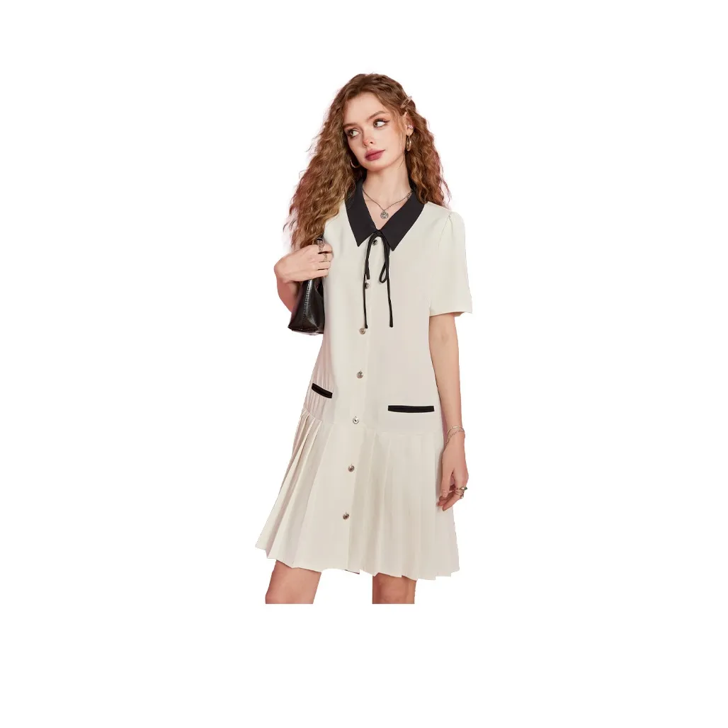 ELF SACK Short Sleeved Dresses Women's Cream Beige