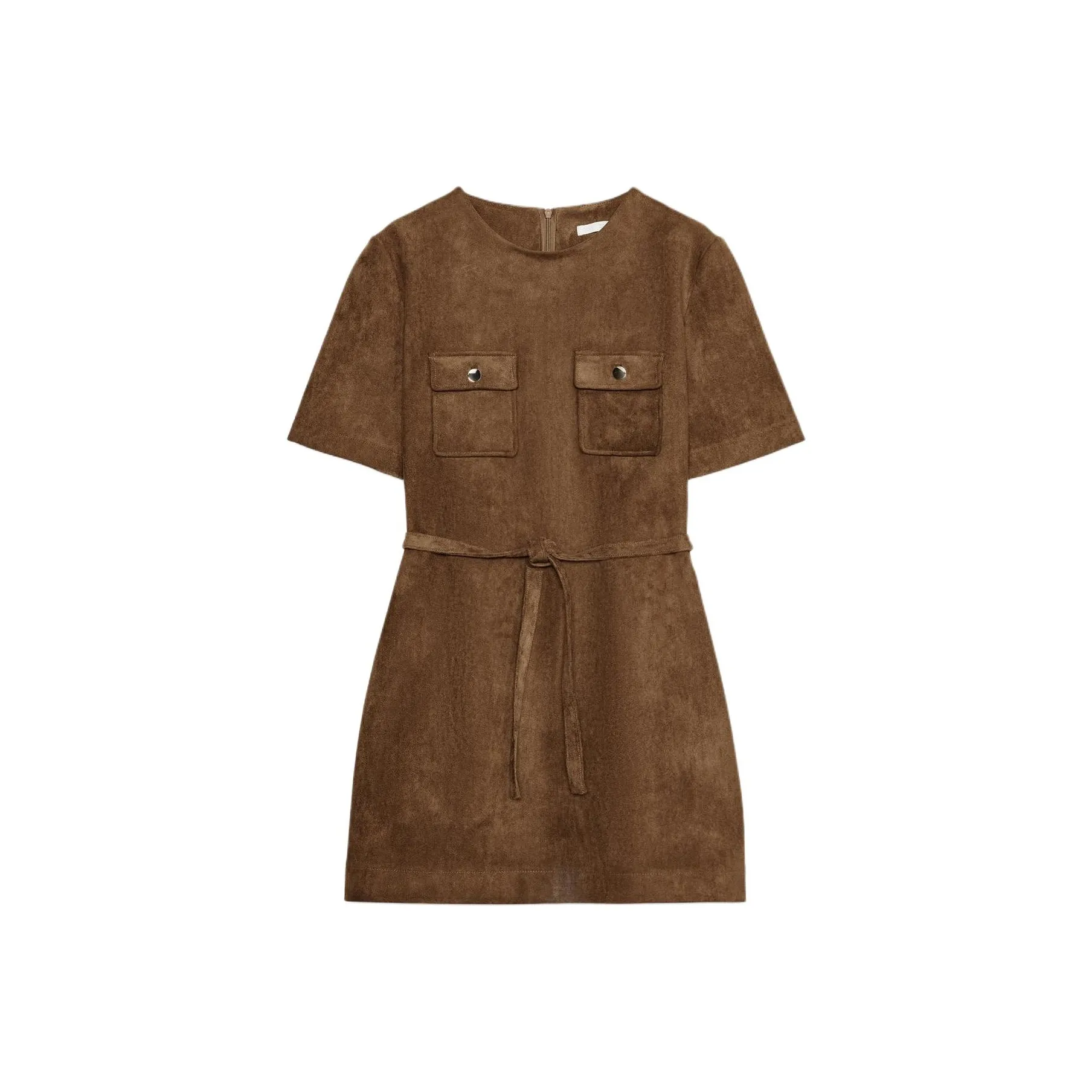 ZARA Короткий рукав Платье Женское Табак Коричневый