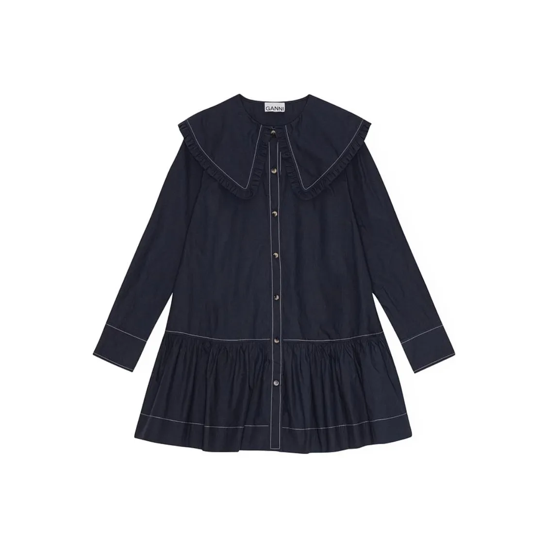 GANNI Cotton Poplin Mini Dress