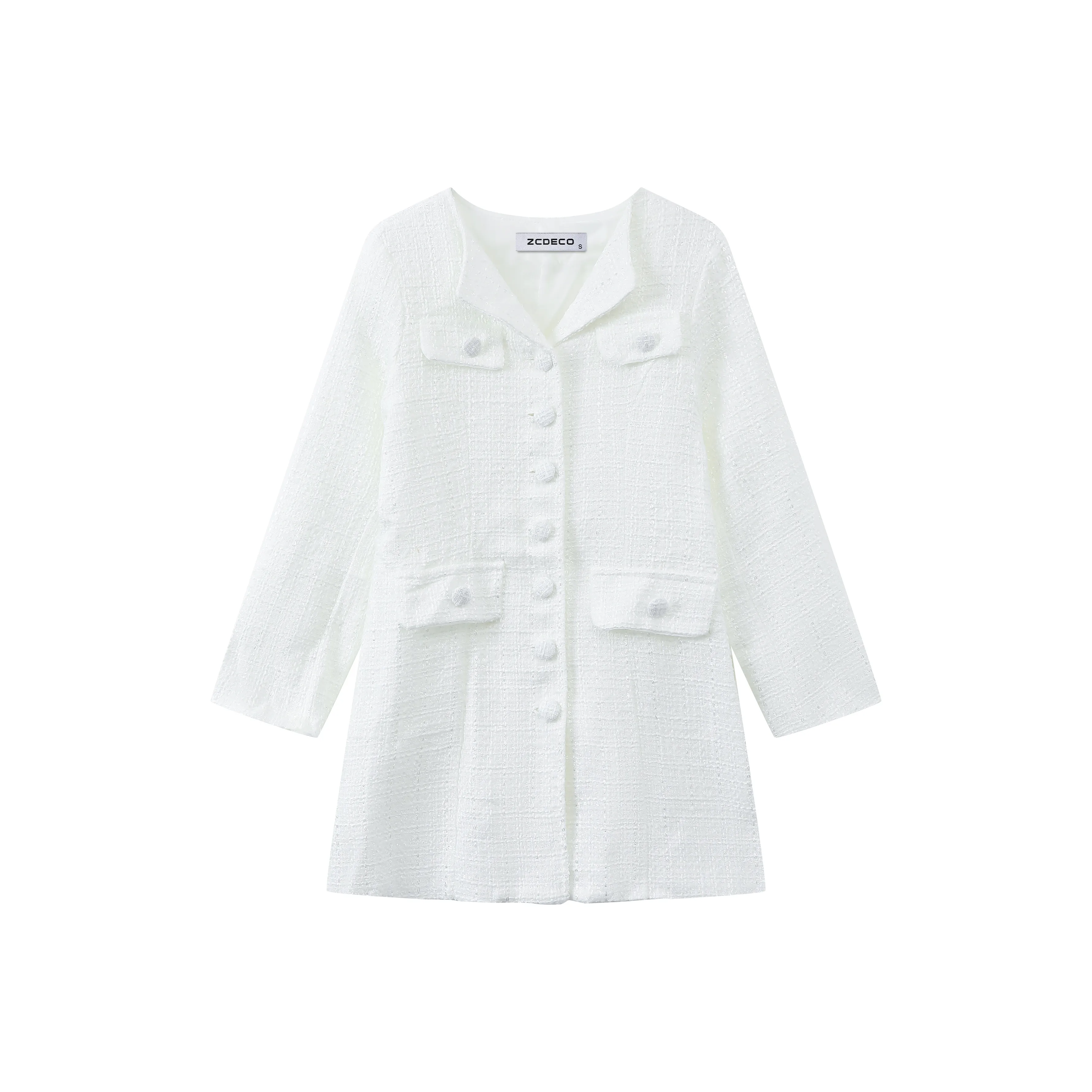 ZCDECO Длинное платье с длинными рукавами женское белое