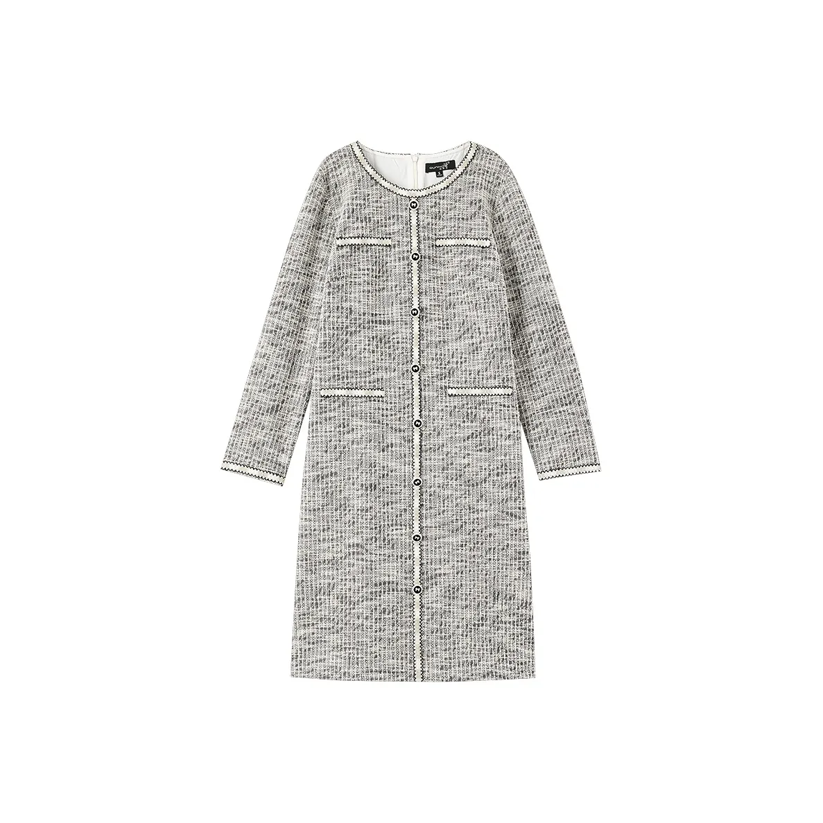 OUNIXUE Черно-белая клетка Женские Длинные Платья с рукавами