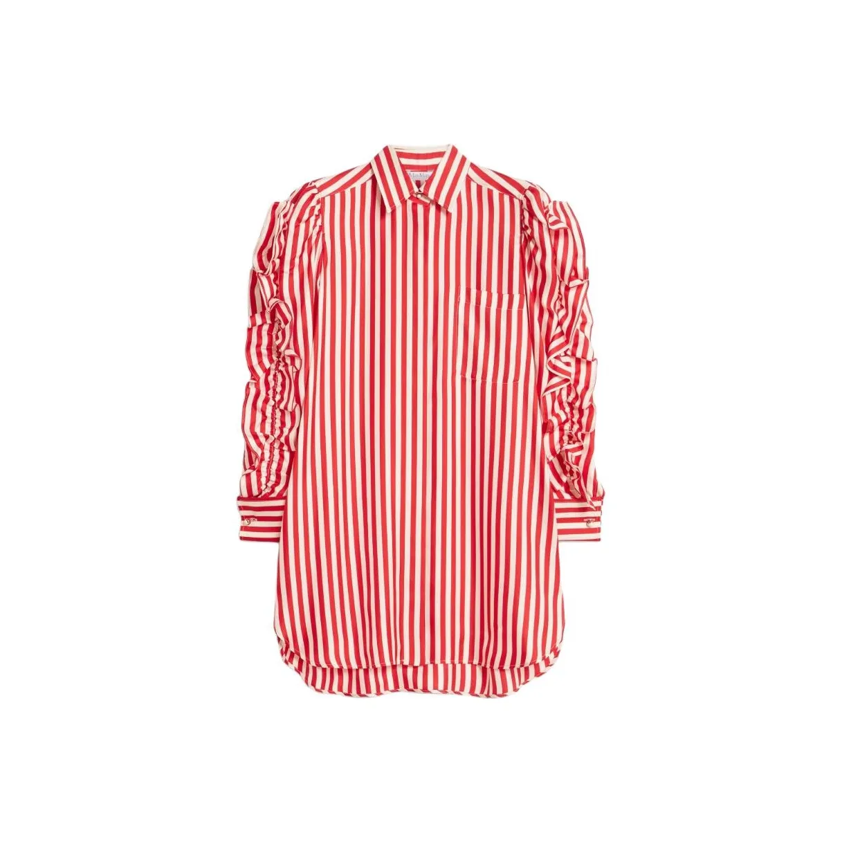 MaxMara Manna Collection Silk Shirt Dress Long Sleeved Dress Women's Red