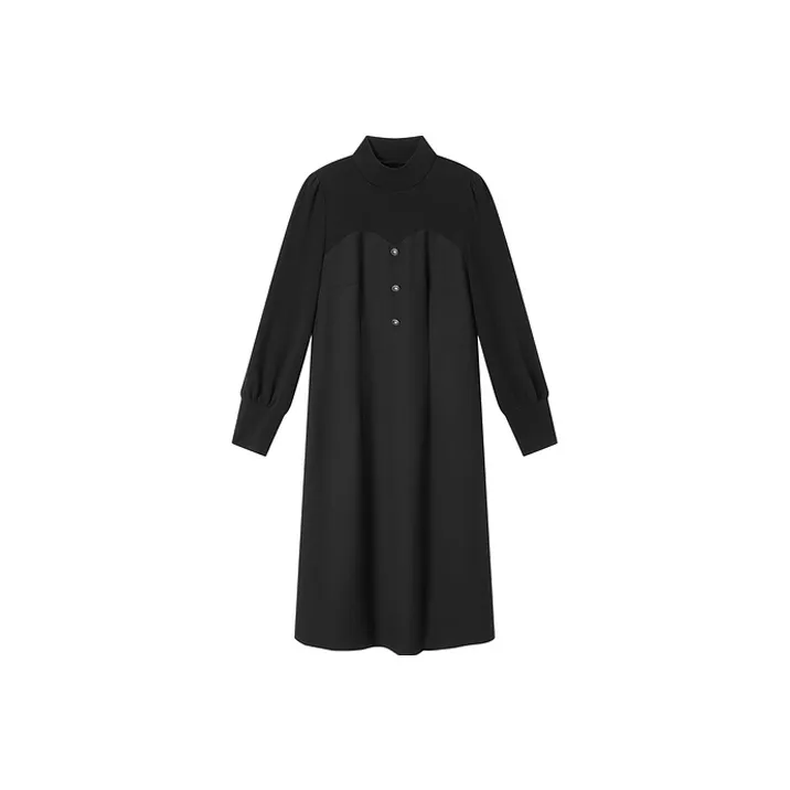 FINITY Черное Женское Длинное Платье с Рукавами