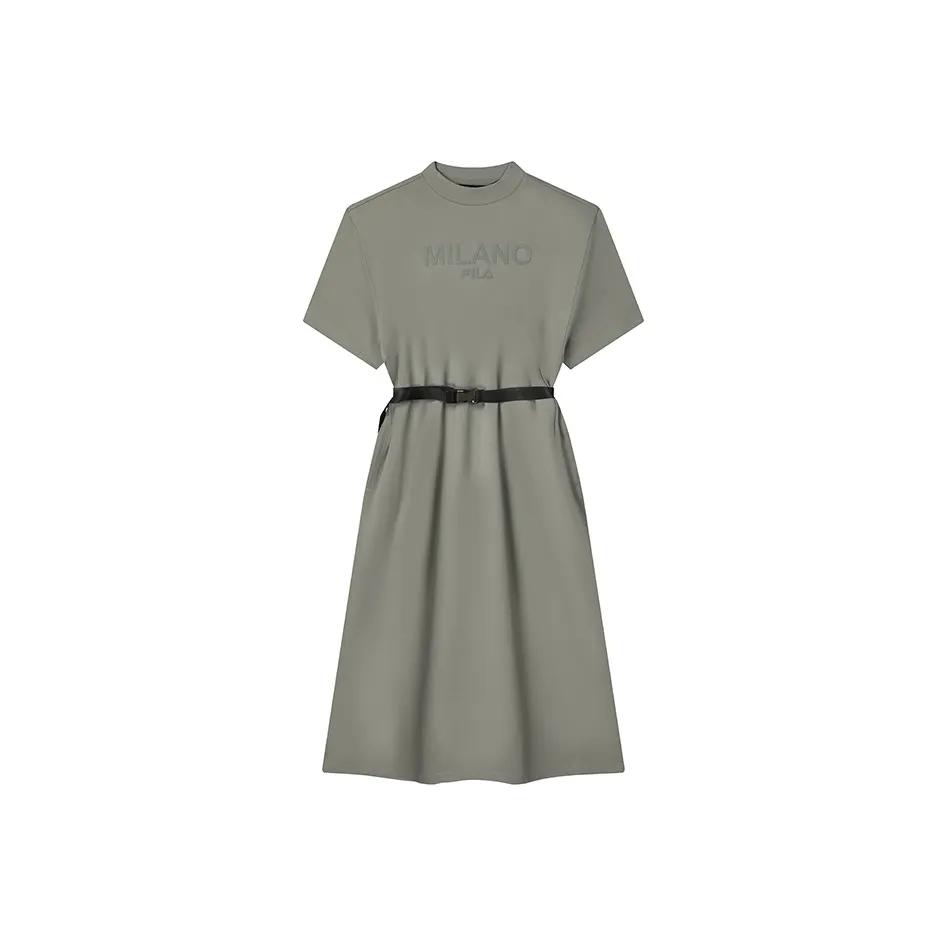 FILA MILANO Italian Luxury Sports Collection SS24 Short Sleeved Dress Women's Silent Gray