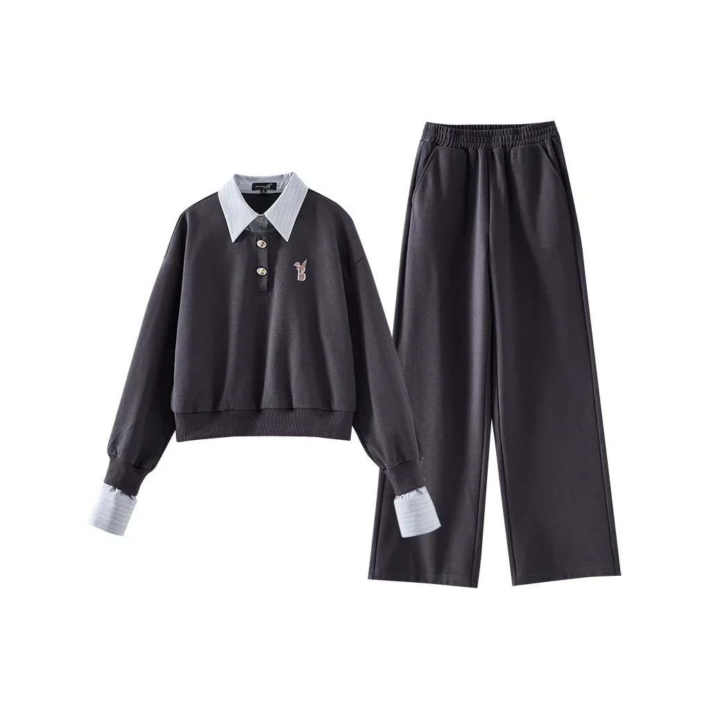 OUNIXUE Повседневный костюм женский темно-синий