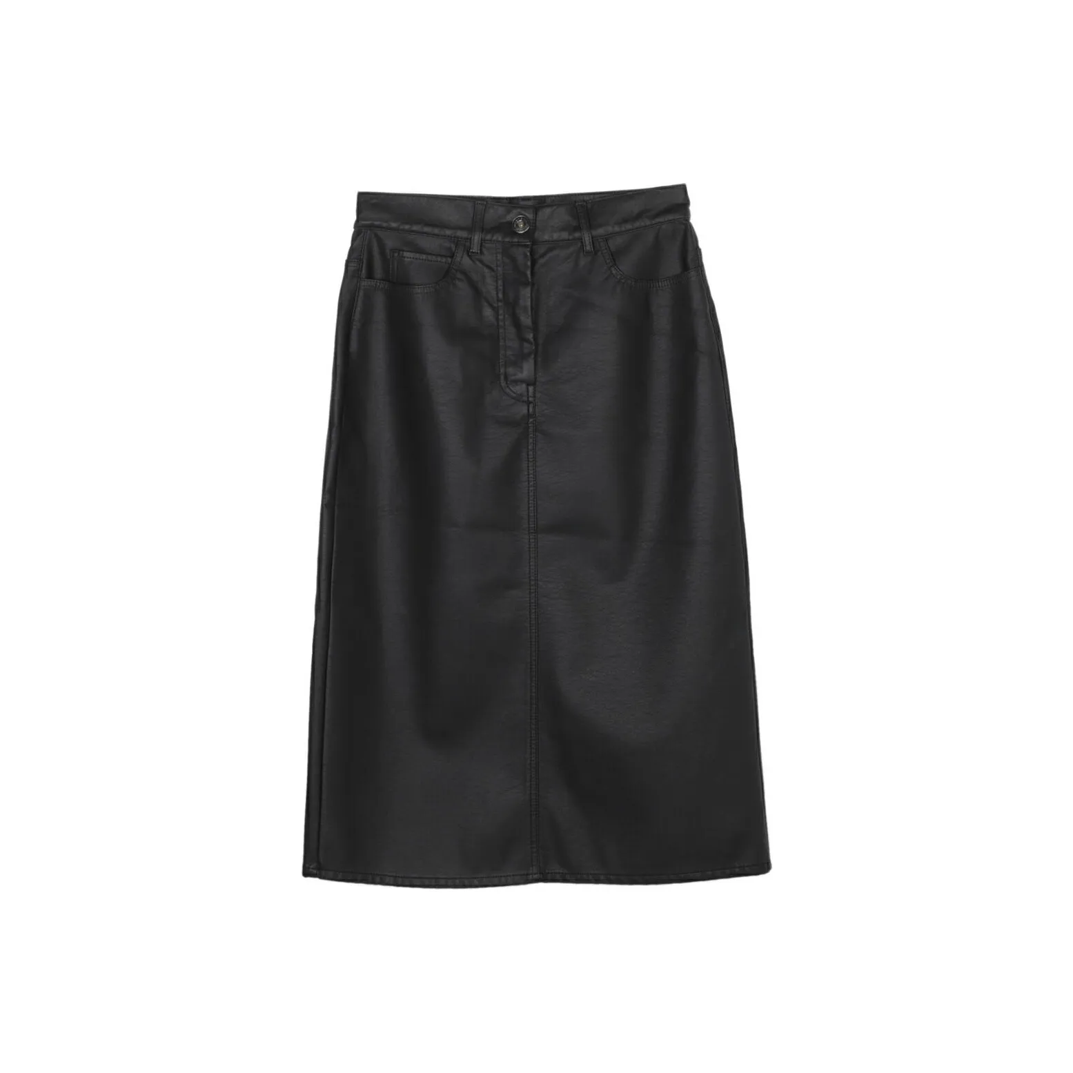 WEEKEND MaxMara Leather Long Skirt Women's Black