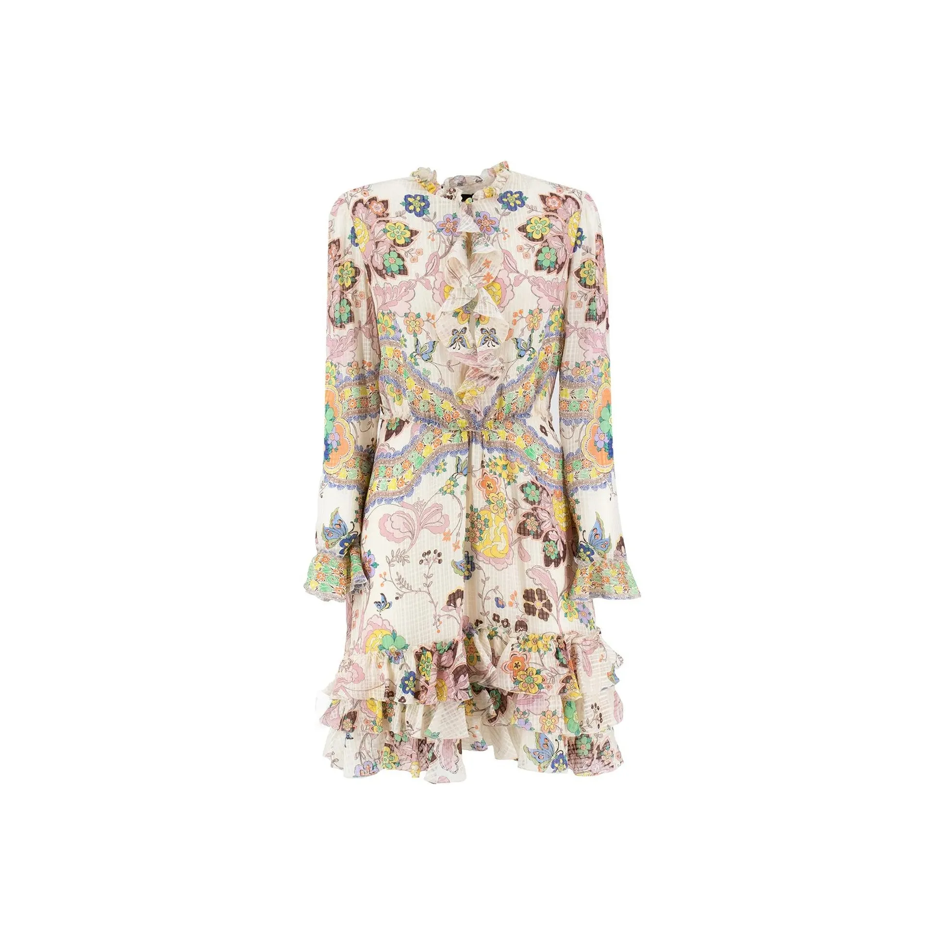 ETRO Mock Neck Ruffled Mini Dress