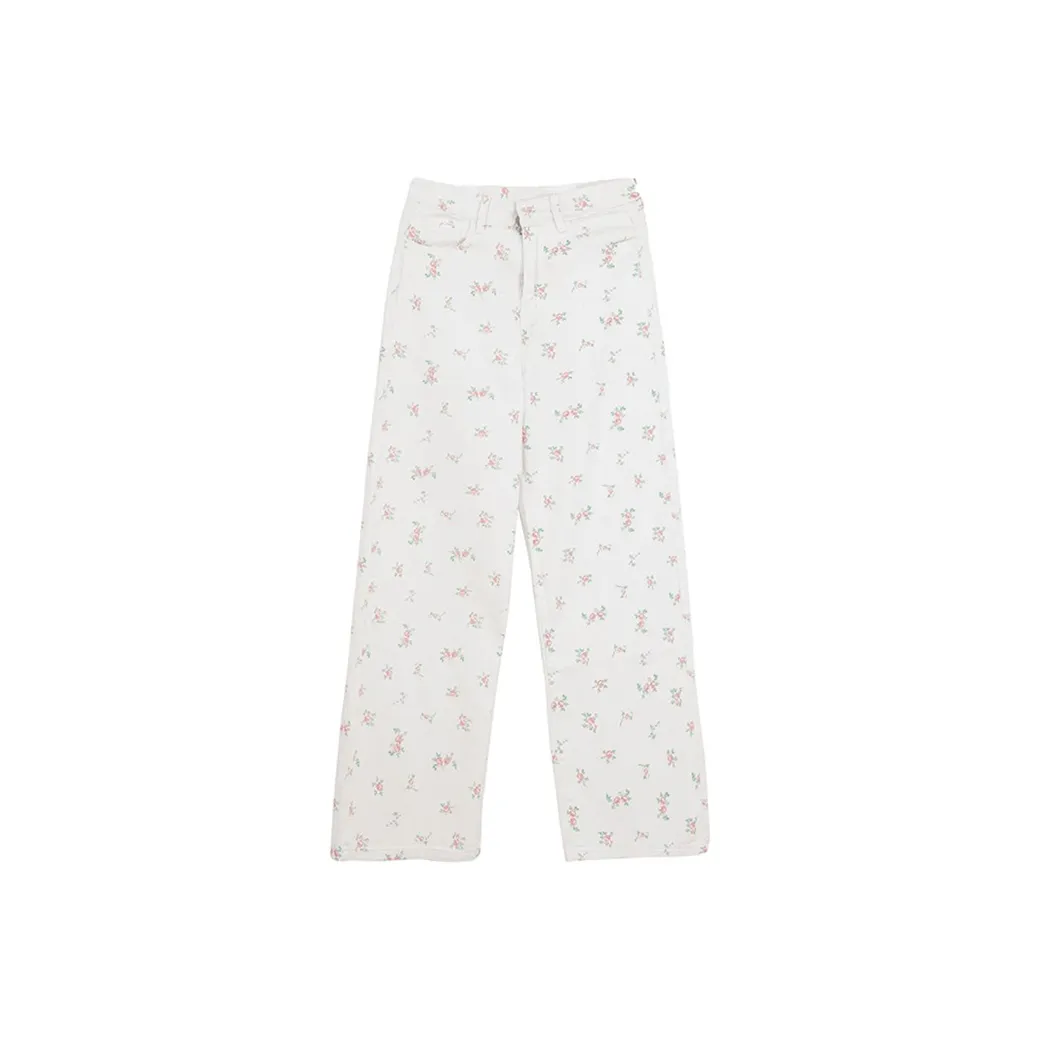 MO VOICE Джинсы Женские Белые Цветочные