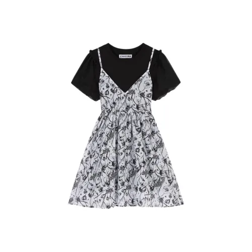 CIVICERA Black Женские Короткие Платья с Рукавами