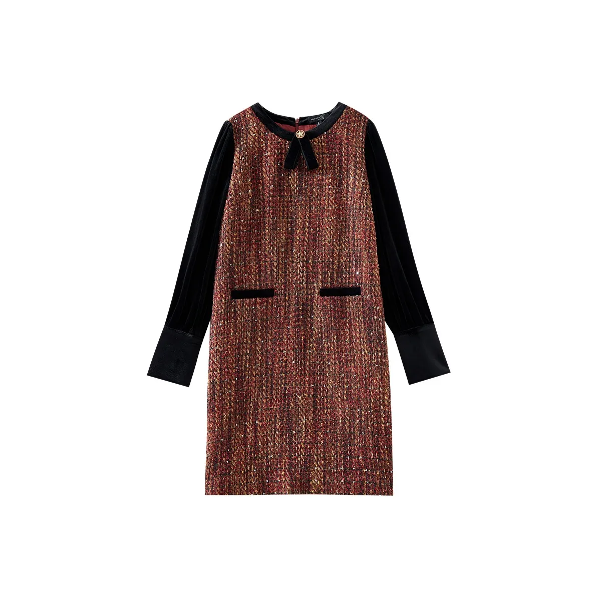 OUNIXUE Длинное платье с длинными рукавами женское красное и черное