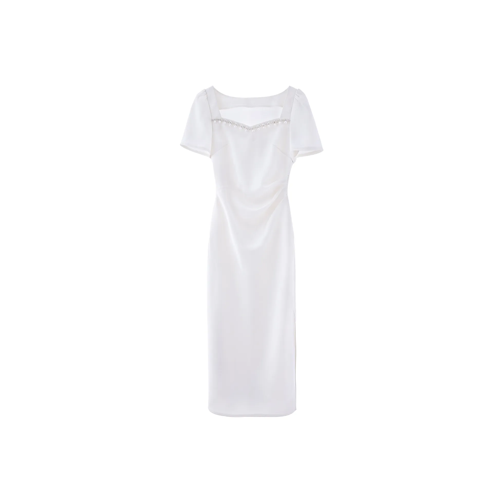 Blovelan Short Sleeved Dress Women's Apricot White