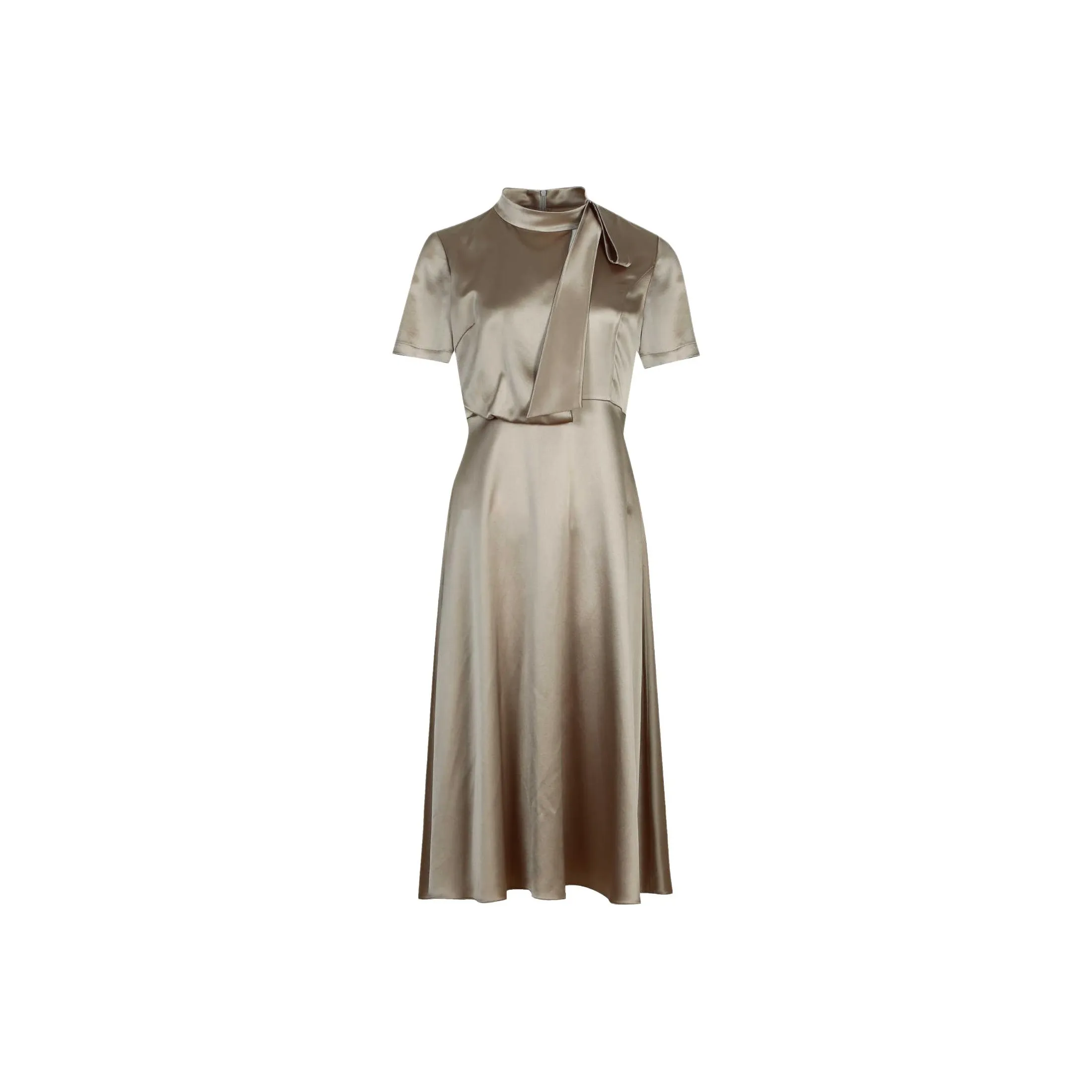 BBLLUUEE Short Sleeved Dress Women's Champagne Coffee