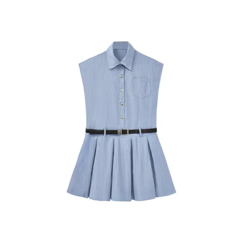 STARFEI Blue Женские Короткие Платья с Рукавами