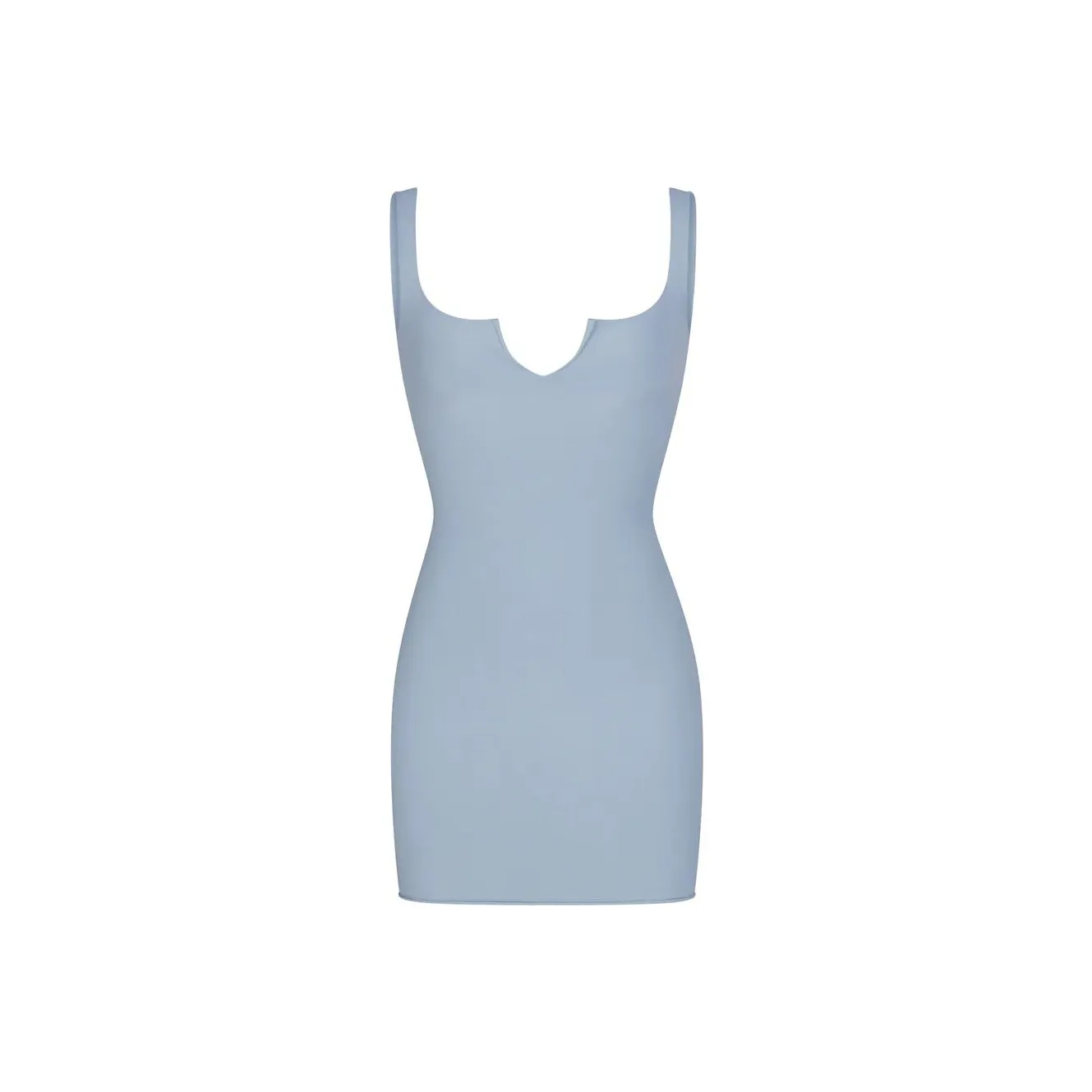 SKIMS SS24 RAW EDGE SLIT FRONT MINI DRESS Slip Dresses Women's DENIM/Denim