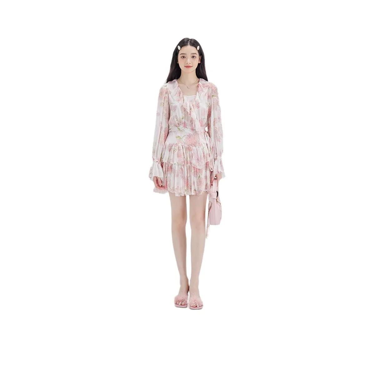 DEAR DEER PUFF Long-Sleeved Dresses Women's Pink