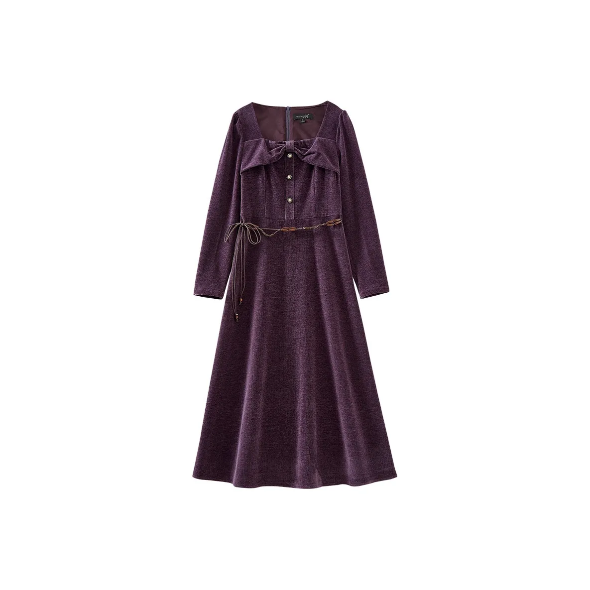 OUNIXUE Длинное платье с длинным рукавом женское фиолетовое