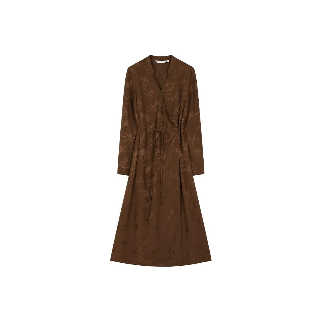 IHIMI Длинное платье с длинными рукавами женское ореховый коричневый