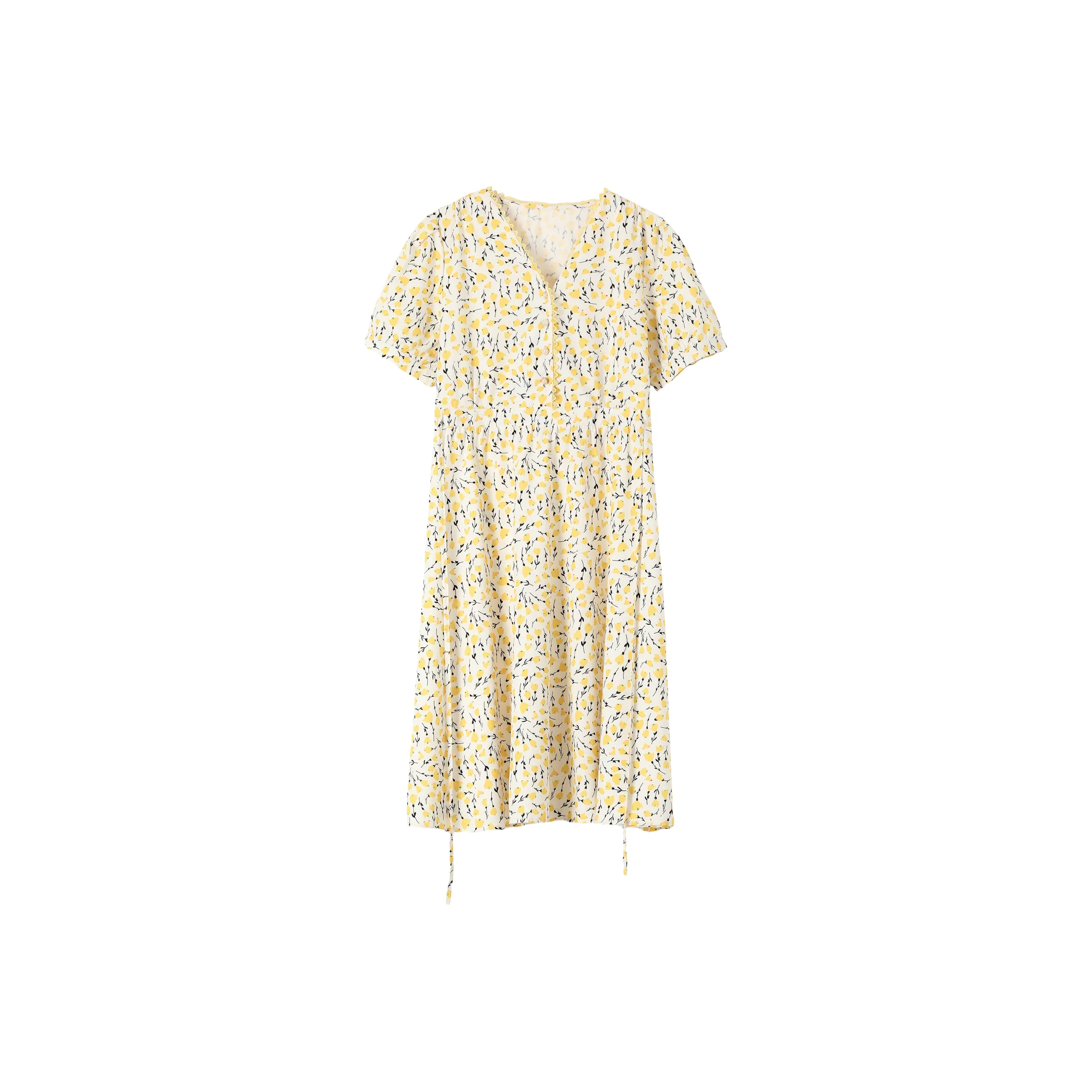 ONE PASS STUDIO Short Sleeved Dress Women's Light Yellow