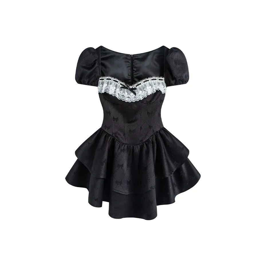 SKYA Короткий рукав Платье Женское Черное