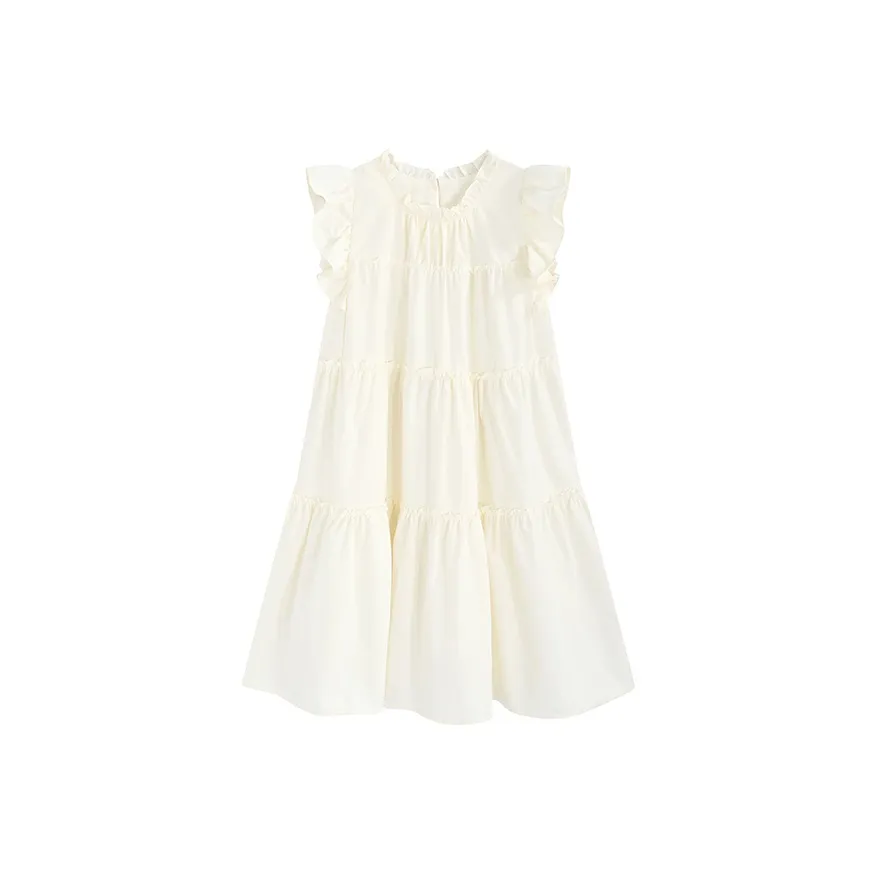 PZGE Короткий рукав Платье Женское Абрикосовое