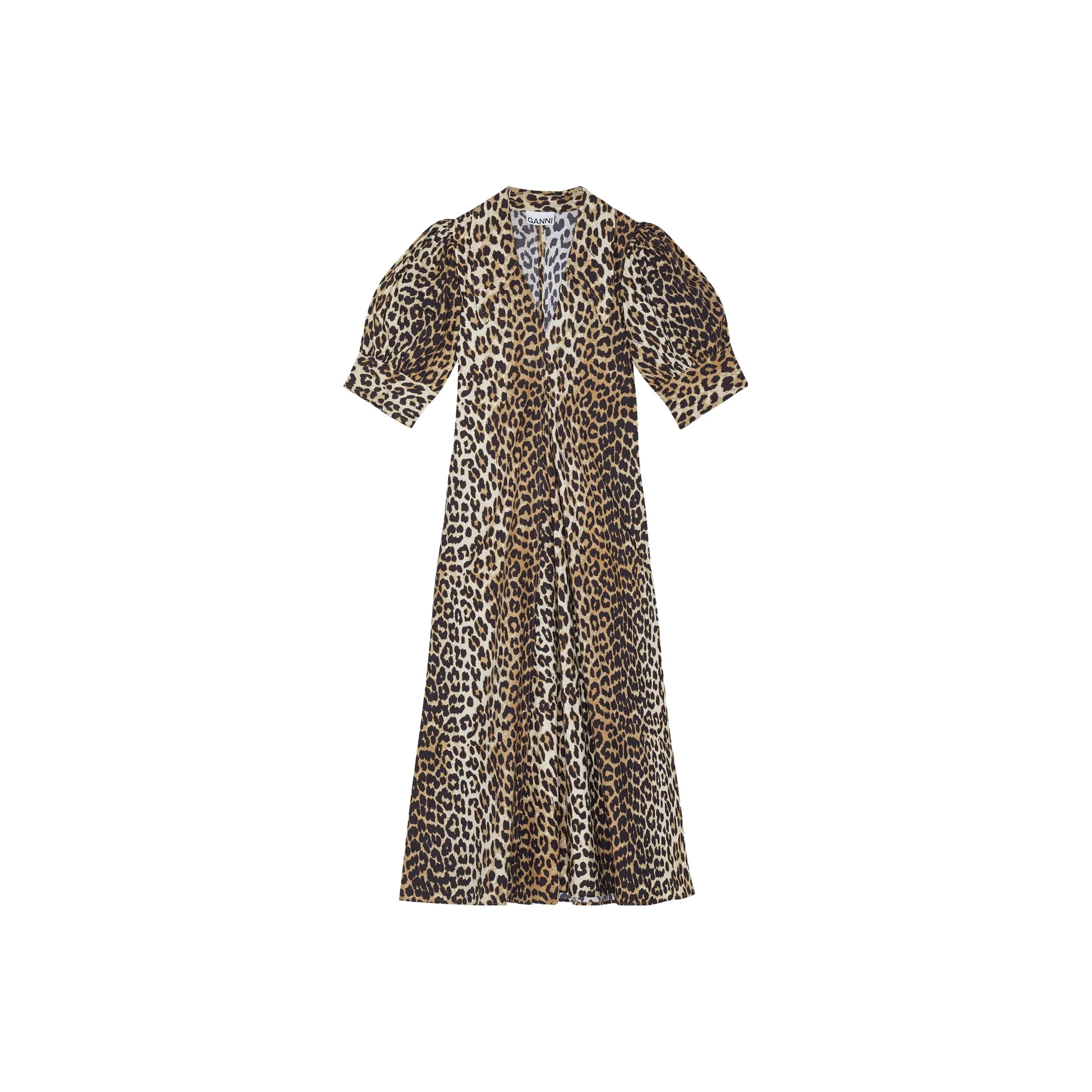 GANNI Leopard print Organic Cotton Midi Dress