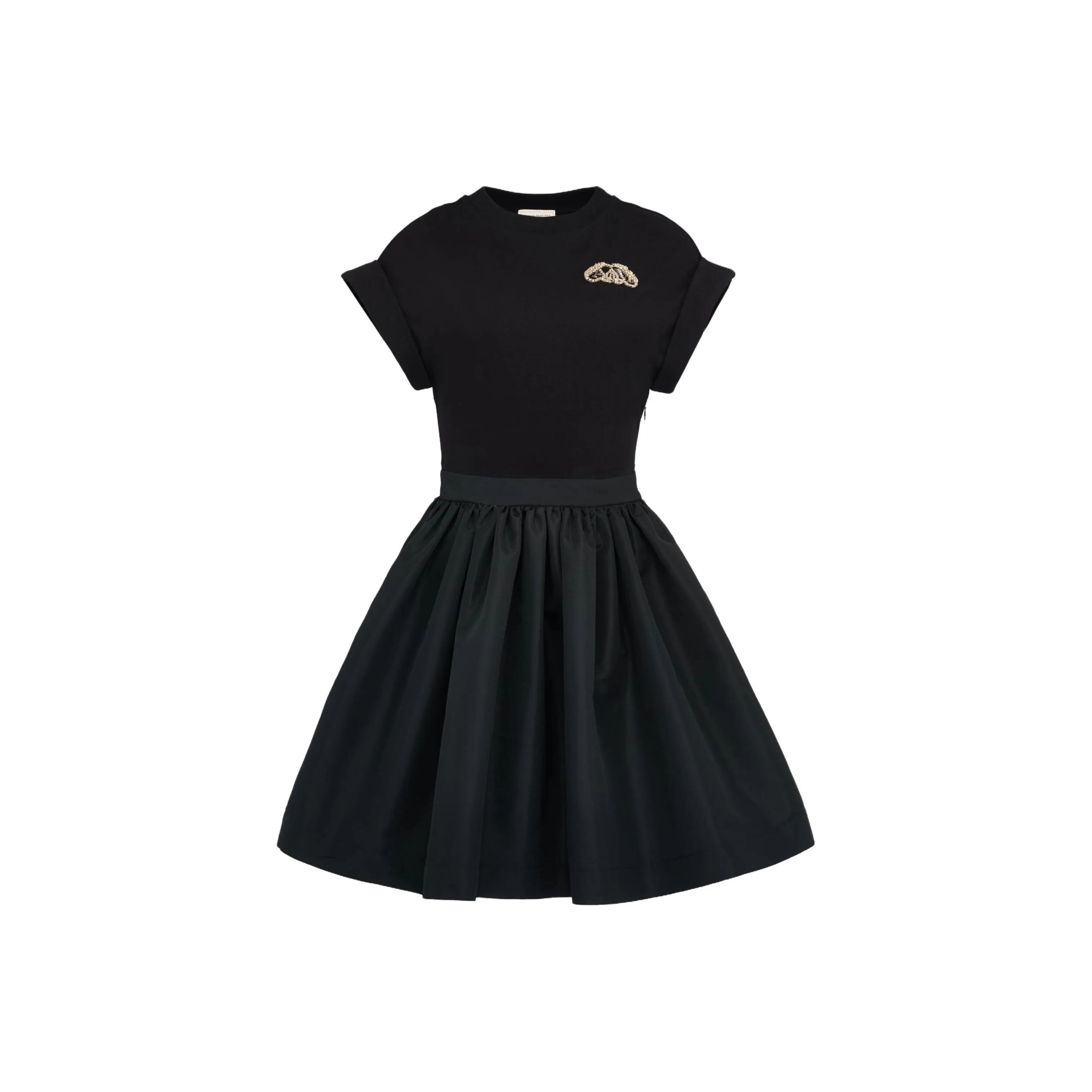 Alexander McQueen Hybrid Mini Dress In Black Short Sleeved Dress Women's Black