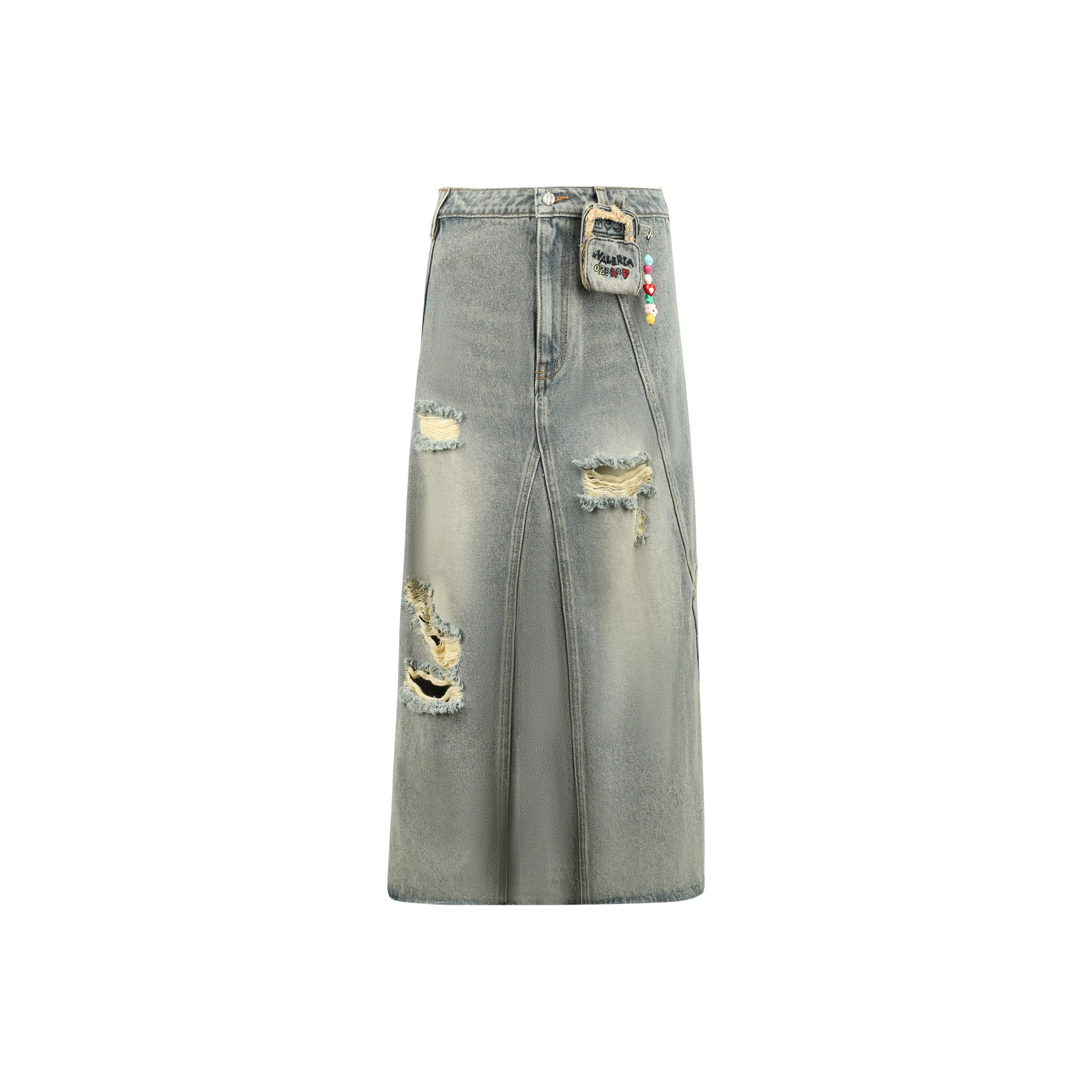 Valeria Obbaco Denim Длинная Юбка Женская Серого цвета