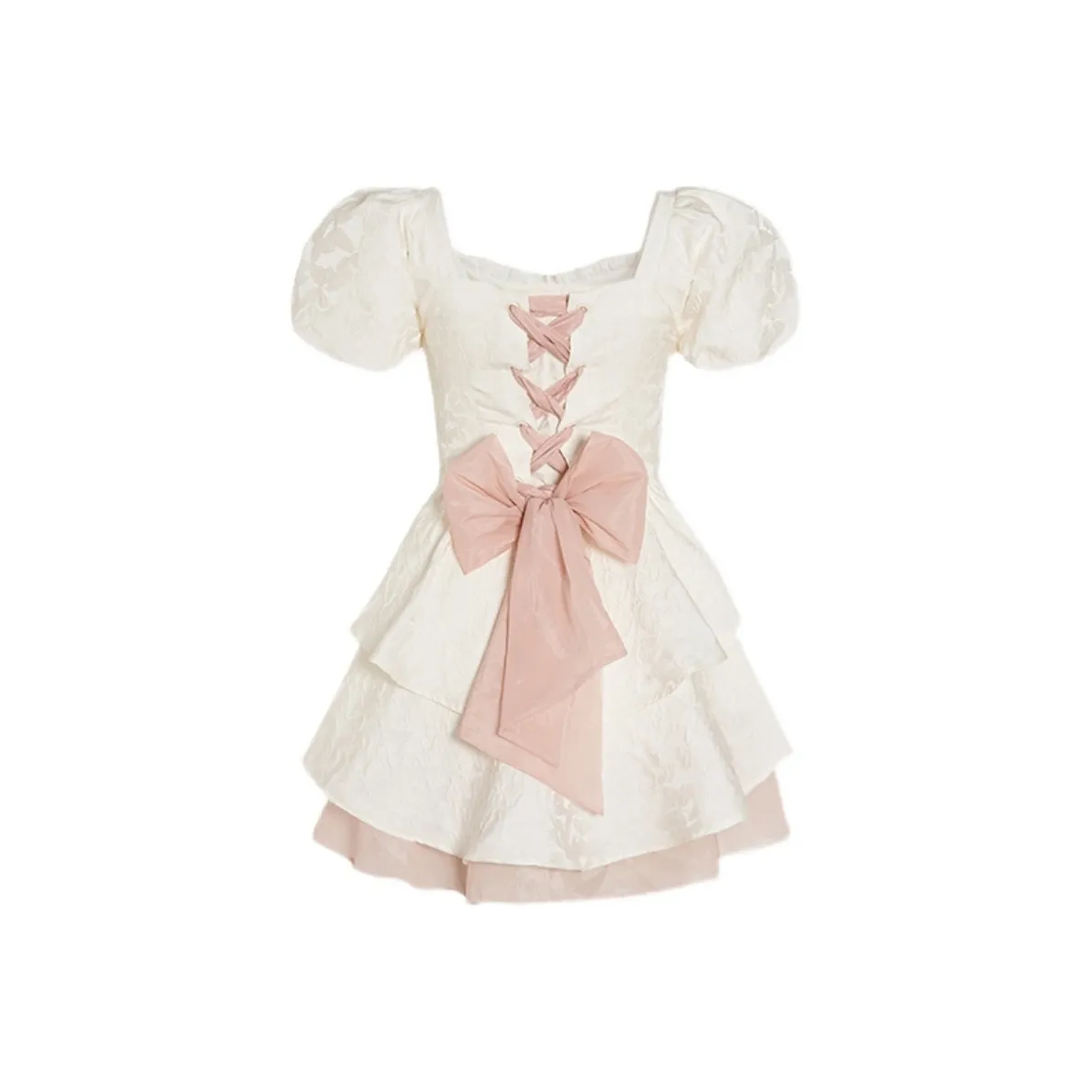 ONE PASS STUDIO Короткий рукав Платье Женское Белое